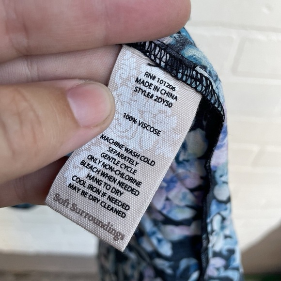 Soft Surroundings Dress Womens XLarge Midi Floral Long Sleeve Tiered Shift Boho - Picture 3 of 5